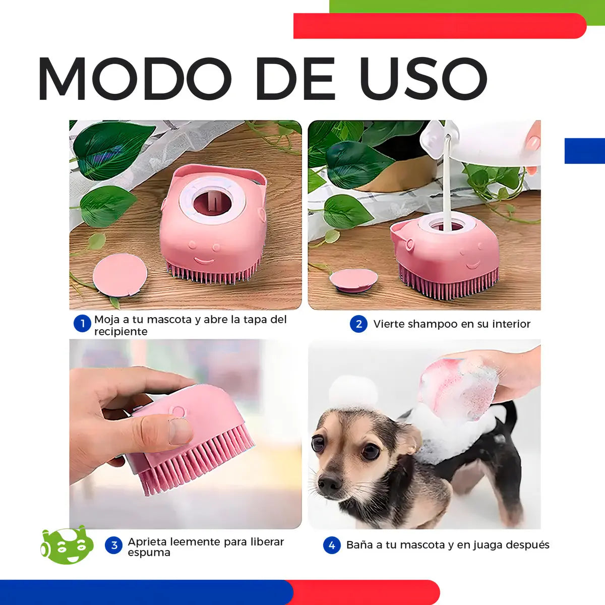 Cepillo Suave para Bañar Mascotas